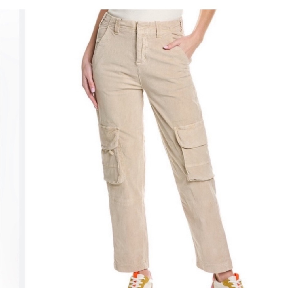 Free People CREAM Hard Velour 'Crushin’ Plush Cargo Pants  Sz 12